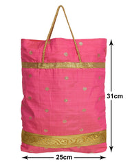 Kuber Industries Polyester Dot Print Hand Bag/Grocery Bag For Women/Girls With Handle Pack of 12 (Pink) 54KM4059