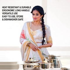 Heart Home Spoon|Stainless Steel Cooking Spoon|Serving Spoon|Kitchen Spoon|Nonstick Chamach for Kitchen|7 cm|Pack of 3 (Silver)