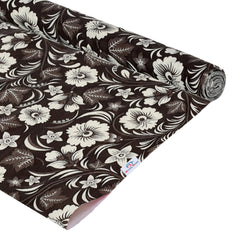 Heart Home Multiuses Floral Print Shelf Liners for Kitchen Shelves, cupboards, Wardrobe, Drawer, 5 Mtr (Brown) 52HH4077