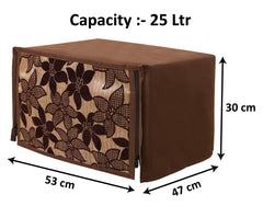 Heart Home Velvet Flower Printed Microwave Oven Cover,25 LTR. (Brown)-HS43HEARTH26061