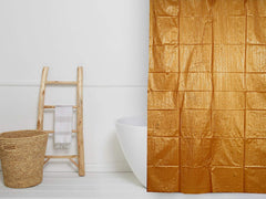 Kuber Industries Self Lining Design PVC Shower Curtain with Hooks - 54"x84", Gold