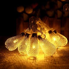 Kuber Industries Lantern Shape String Lights| Golden Metal Home Decor Light | Led Light Decoration | 14 LED (Warm White)…