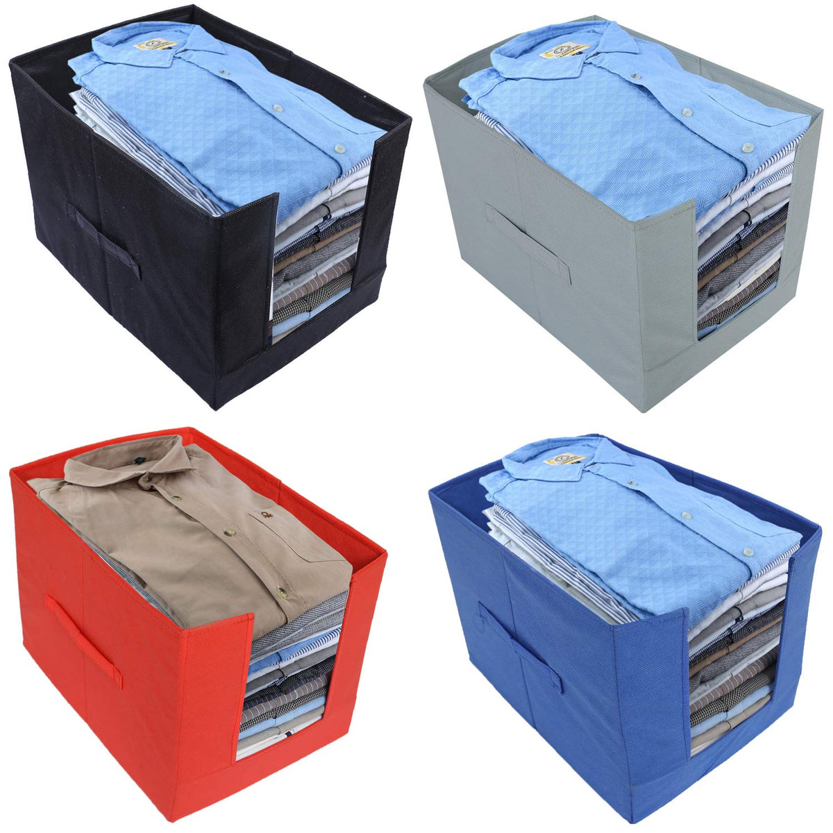 Kuber Industries 4 Piece Non Woven Shirt Stacker Wardrobe Organizer (CTKTC5570)