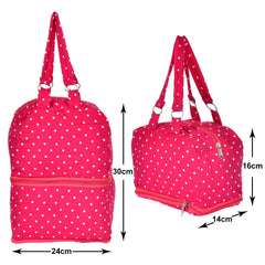 Heart Home Dot Printed Multiuses Hand Bag: Tote Bag: Travel Toiletry Bag for Women/Girls (Pink)-50HH01143