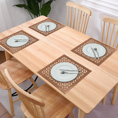 Heart Home Multiuses Arccircle Design PVC Squere Placemat for Kitchen, Dining Table Set of 6 (Copper) 52HH4049