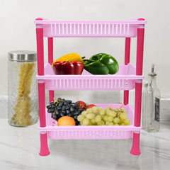 Kuber industries Plastic 2 Pieces 3 Layer Multi-Purpose Kitchen Storage Basket Rack (Pink)-CTKTC25245