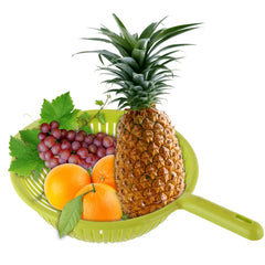 Heart Home Plastic Drain Basket/Washing Bowl for Fruits, Vegetables, Pasta, Poha with Handle (Green)-50HH01846