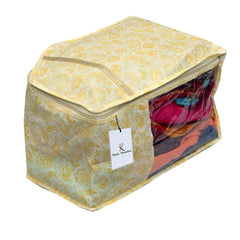 Kuber Industries 3 Pieces Non Woven Blouse Cover Set, Gold (SCY33)