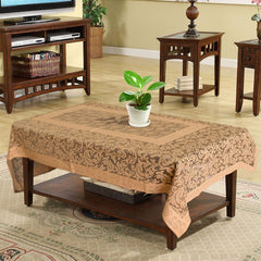 Kuber Industries Floral Printed Home Decorative Luxurious 4 Seater Cotton Center Table Cover/Table Cloth, 40"x60" (Black & Orange)-44KM050