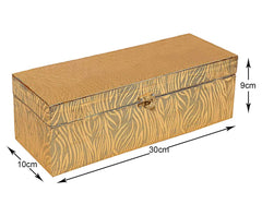 Heart Home Multipurpose Wooden Zebra seamless Pattern 1 Rod Bangle Box/Organizer With Swing Arm Lock- Pack of 2 (Gold)-47HH0627