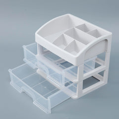 Kuber Industries 2 Layer Cabinet Drawer Box|Desktop Storage Box|Multi Drawer Storage Organizer| White