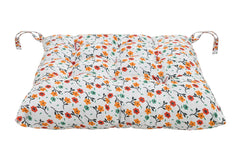 Heart Home Flower Printed Microfiber Square Chair Pad Seat Cushion for Rocking Chair, Office Chair, Dinning Chair, Indoor/Outdoor with Ties, 18 * 18 Inch- Pack of 4 (White)