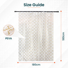 Kuber Industries Soft Texture Bath Curtain|Natural Drape Waterproof Shower Curtain 6 Feet|Gold