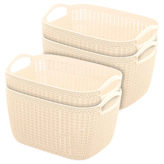 Heart Home Q-6 Multiuses Designer Unbreakable Plastic Storage Basket/Organizer/Bin For Home, Kitchen, Bathroom, Office Use Pack of 4 (Beach)-50HH01663