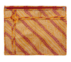 Kuber Industries Bandhani Print PVC Foldable Single Saree Cover|Clothes Storage For Saree, Lehenga, Suit With Transparent Pack of 12 (Yellow)