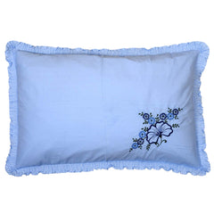 Kuber Industries Embroidered Design Cotton Pillow Cover Set CTKTC40265-200TC, 17x27 Inches, 4 Piece (Blue)