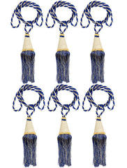 Kuber Industries Beads Beautiful Design Polyester 6 Pieces Curtain Tie Back Tassel Set (Royal Blue) CTKTC33577
