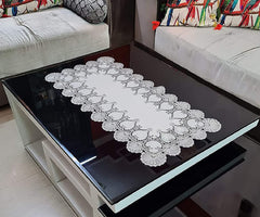 Kuber Industries Leaf Design Virgin Viny Soft Fabric Dining Table Runner 34"x17" or 84 x 42 cm (Cream) - CTKTC45910