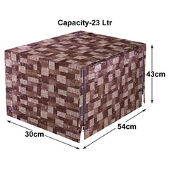 Heart Home PVC Wooden Multicheck Print Microwave Oven Cover for Home & Kitchen 23 LTR. (Brown) 54HH4103.