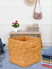 Heart Home Metalic Printed Multi-Utility Organizer, Storage box, Closet For Clothes, Toys With Handle- Pack of 4 (Brown)-HS43HEARTH26211