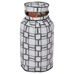 Heart Home PVC Square Print Waterproof and Dustproof Cylinder Cover for Home & Kitchen (Grey) 52HH3939