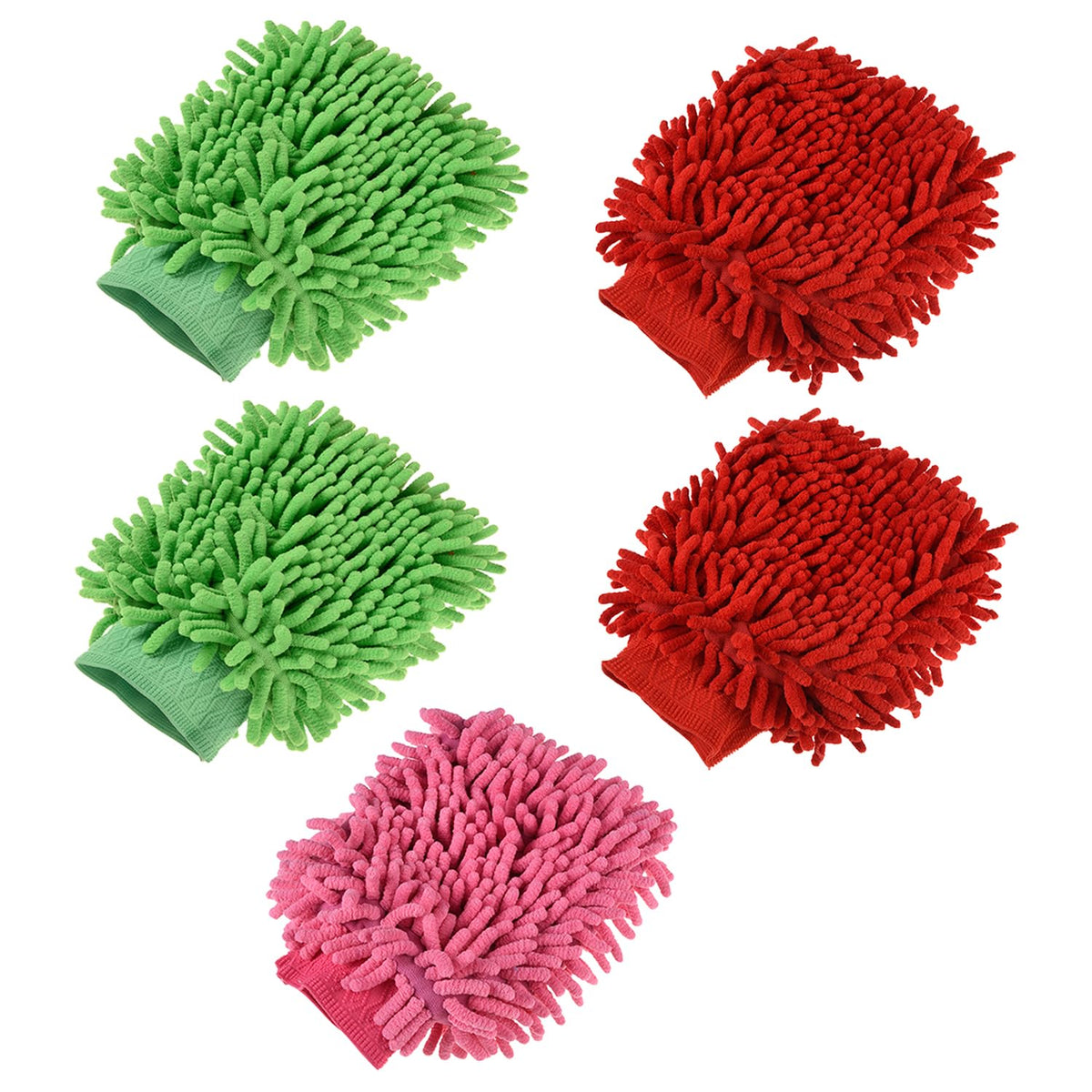 Heart Home Gloves | Microfiber Cleaning Gloves | Chenille Mitts for Kitchen | 50 GSM Hand Duster for Kitchen | Hand Gloves For Car | Duster for Glass | Pack of 5 | Multi