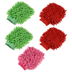Heart Home Gloves | Microfiber Cleaning Gloves | Chenille Mitts for Kitchen | 50 GSM Hand Duster for Kitchen | Hand Gloves For Car | Duster for Glass | Pack of 5 | Multi