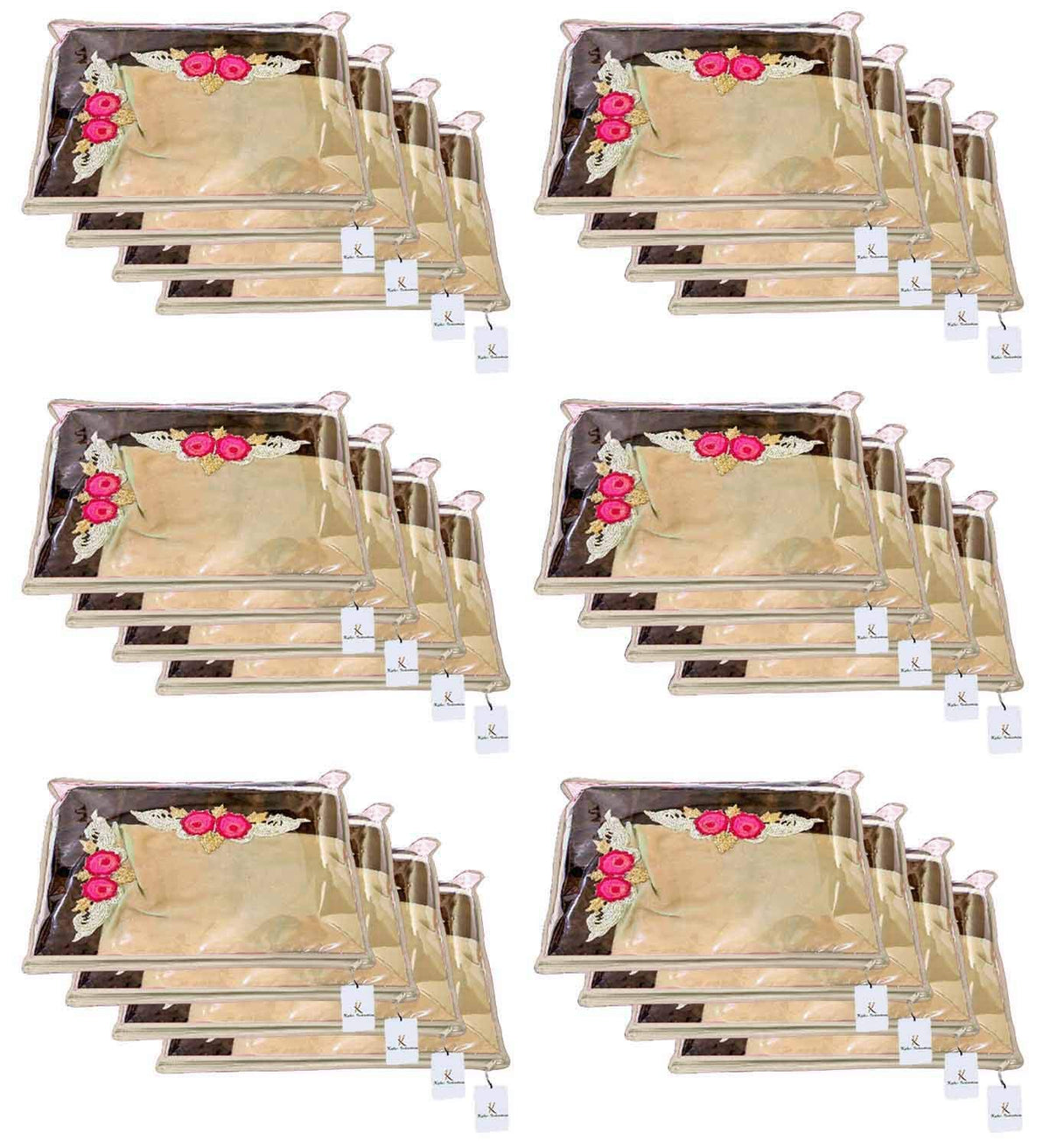 Heart Home Non Woven Single Packing Saree Cover 24 pcs Set (White), CTHH11679