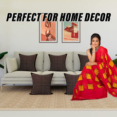 Kuber Industries Cushion Cover | Sofa Cushion Covers | Square Cushion Covers | Velvet Cushion Covers | Shanil Print Couch Cushion Covers | Set of 5 | 16 Inch | Maroon