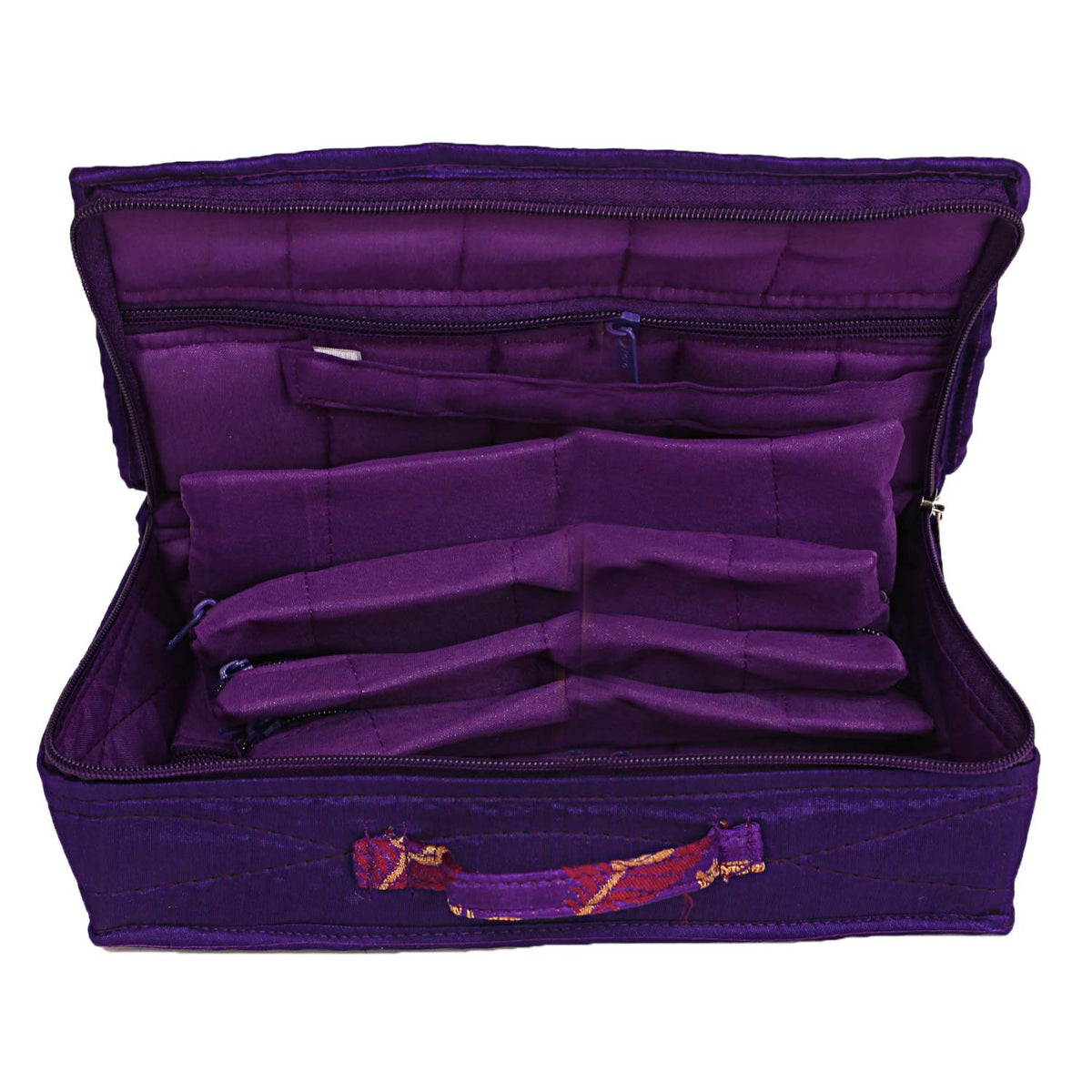 Kuber Industries Brocade Silk Jewellery Kit, Purple