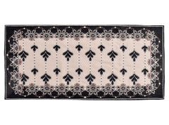 Heart Home Multiuses Floral Print Rectangular Cotton Table Runner for Dining and Center Table (Black)-50HH01277