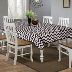 Heart Home Cotton Zig Zag Print 6 Seater Dining Table Cover/Table Cloth for Home & Dining Table (Brown) 54HH4374.