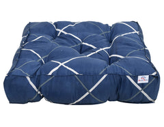 Heart Home Geomatric Printed Microfiber Square Chair Pad Seat Cushion for Rocking Chair, Office Chair, Dinning Chair, Indoor/Outdoor, 18 * 18 Inch- Pack of 3 (Blue)