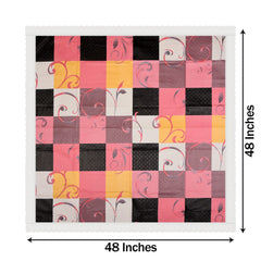 Heart Home Square Table Cover for 4 Seater|PVC Waterproof Floral Check Pattern Tablecloth Indoor & Outdoor|48x48 Inch (Multicolor)