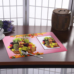 Kuber Industries Fruit Print Waterproof, Stain Resistant, Washable Refrigerator/Fridge Drawer Mat, Set of 6 (Pink)