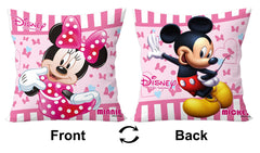 Kuber Industries Disney Printed Microfiber Filled Floor Cushion, Decorative Throw Pillow, Home Decor Pillow, Sofa/Bed Cushion,16"x16"(Black & Pink)-Pack of 2-KUBMART15886, Standard