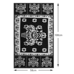 Heart Home Flower Printed Cotton Fridge Top Cover, Protect for Scratches, Wear & Tear and Dust with 6 Utility Side Pockets (Black)