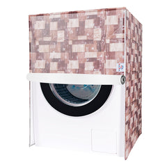 Heart Home Washing Machine Cover | Brick New Check Design Washing Machine Cover | PVC Front Load Washing Machine Cover | Brown