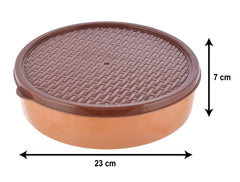 Kuber Industries Large Food Grade, Microwave Safe Plastic Masala Box, Spice Container with 6 Containers & 1 Spoon- Pack of 2 (Light Brown)-HS43KUBMART25902