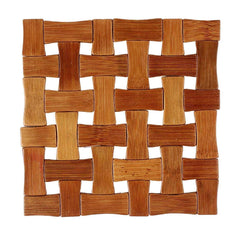Kuber Industries Bamboo Wooden Coaster, Pan Pot Holder Heat Insulation Pad, Square 16 x 16 cm (Set of 6, Brown)-KUBMART2858