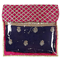 Heart Home Seamless lattice Design Satin Single Saree Cover With Transparent Top- Pack of 12 (Pink)-50HH01348