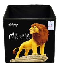 Heart Home Disney Mickey Lion King Print Non Woven Fabric 2 Pieces Foldable Large Size Cloth Storage Box Toy, Books Wardrobe Organiser Cube with Handle (Black & Maroon)-HEART10802