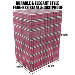 Heart Home Washing Machine Cover | Big Check Design Washing Machine Cover | Soft PVC | Top Load Semi-Automatic Washing Machine Cover | Maroon