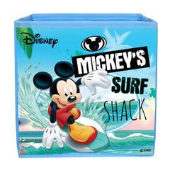 Heart Home Disney Mickey Surf Print Durable & Collapsible Square Storage Box|Clothes Organizer With Handle,.(Sky Blue)