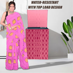 Heart Home Washing Machine Cover | Shelf Check Washing Machine Cover | Soft PVC | Top Load Semi-Automatic Washing Machine Cover | Maroon