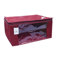 Kuber Industries 3 Layered Quilted 3 Pieces Cotton Saree Cover Set (Maroon) - CTKTC23171