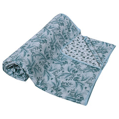 Heart Home Cotton Soft Lightweight Tropical Plant Design Reversible Single Bed Dohar | Blanket | AC Quilt for Home & Travel (Sky Blue)
