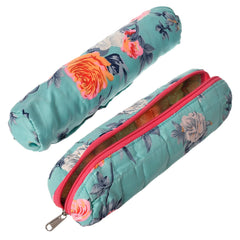 Kuber Industries Flower Printed Single Rod Cotton Bangle Organizer/Case/Holder/Pouch (Green)-50KM0768