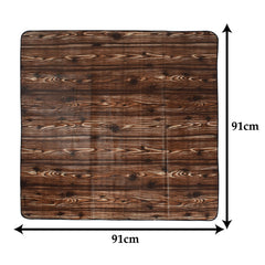 Heart Home PVC Wooden Print Both Sided Bed Server Food Mat, Bedsheet Protector for Home 36"x36" (Dark Brown) 54HH4342.