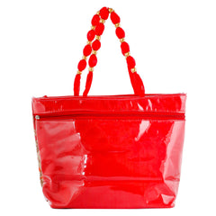 Kuber Industries Floral Design Silk Laminated Embroidered Women's Handbag (Red) - CTKTC23128